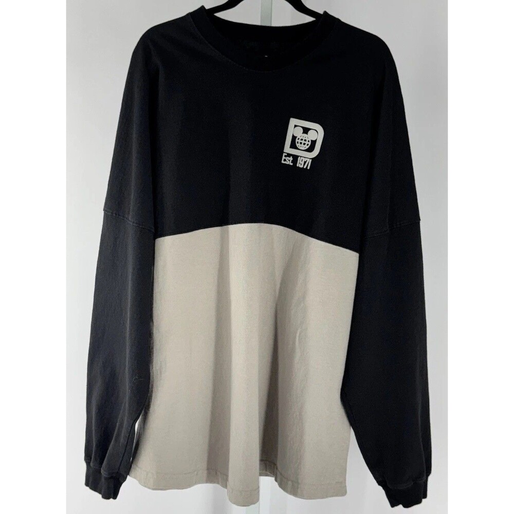 Disney Parks Spirit Jersey 2XL Walt Disney World Long Sleeve Shirt Black Gray 3D